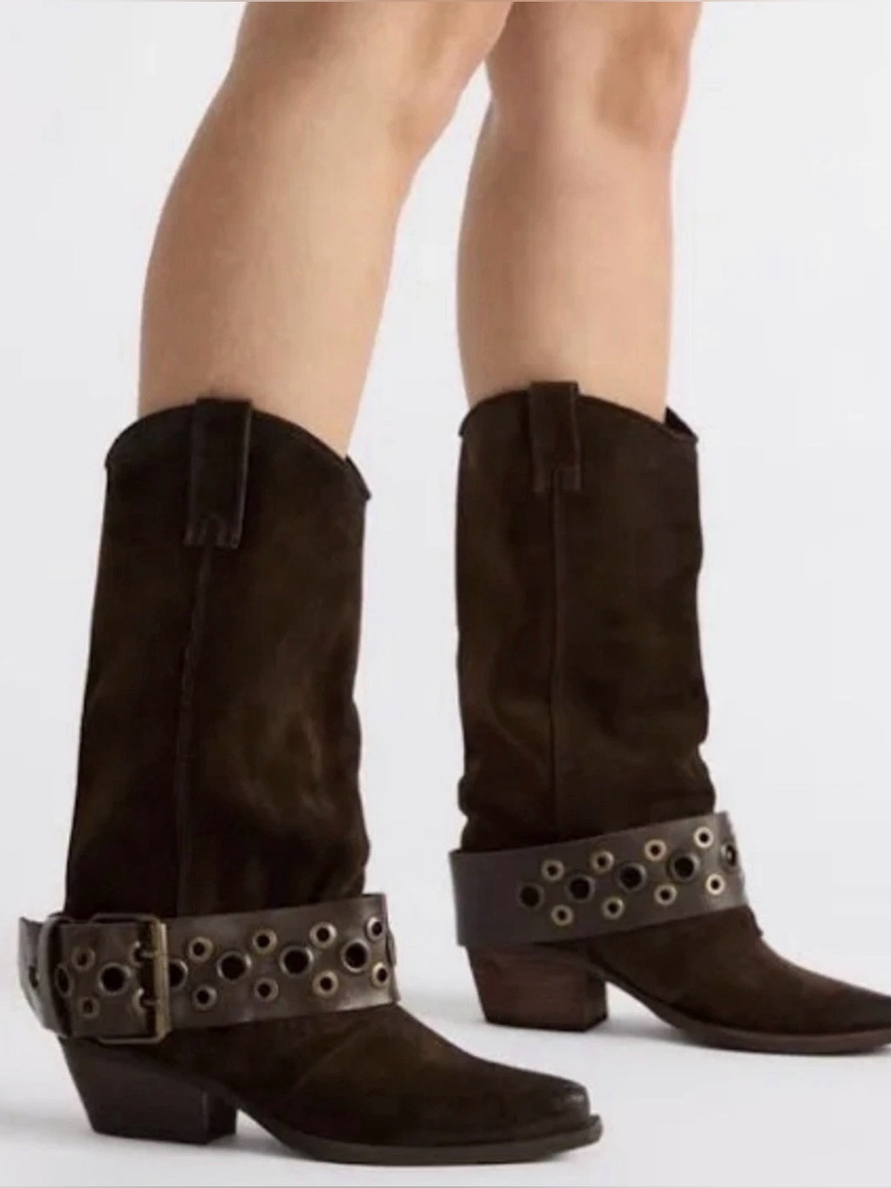 Steve Madden ASHWOOD WESTERN SUEDE MOTO BOOTS US 8.5 $275 GORGEOUS!